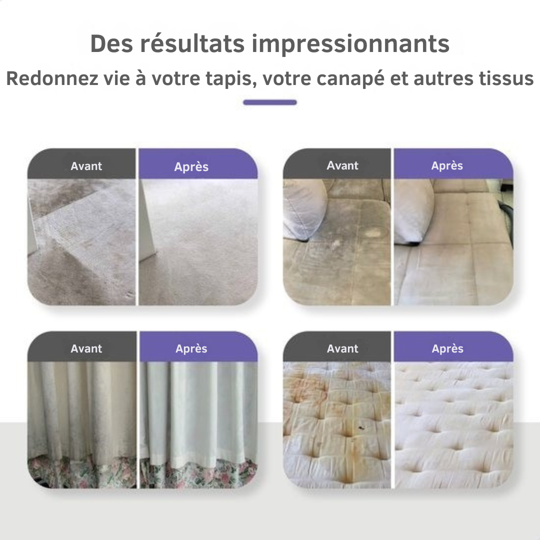 Nettoyeur de tapis Motion - 4 en 1 - 1800 ml Réservoir d'eau - Auto-nettoyant - 40 x 28 x 38 cm - Violet