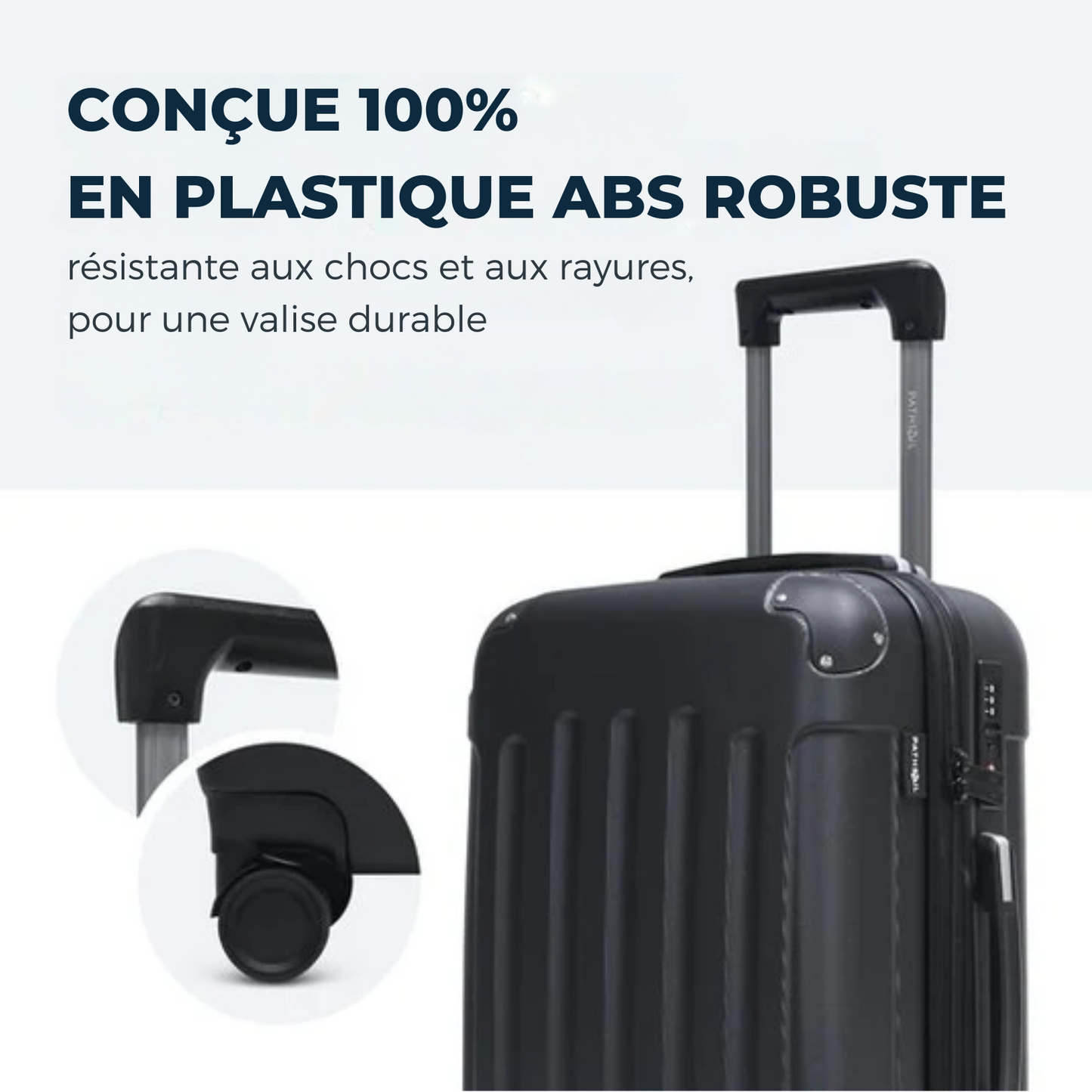 Valise cabine - Pathsail - 40 L - ABS - Légère avec trolley - cadenas TSA - roues Spinner et poche avant - Noir