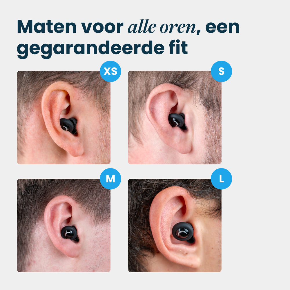 Bouchons d'oreille Dreamcare Silent Sleep - Noir - Réduction du bruit jusqu'à 33 dB - 4 tailles incluses