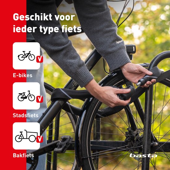 Antivol à chaîne Basta - ART 2 - Chaîne en acier trempé - Antivol certifié pour vélos électriques et fatbikes - 110 cm de long