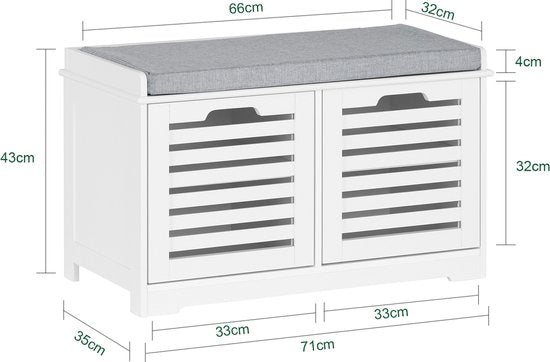 SoBuy FSR23-II-W Banc d'entrée - Banc à chaussures blanc avec rangement