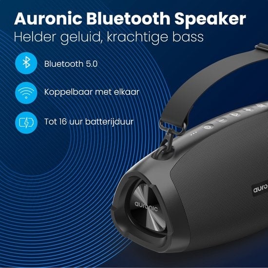 Auronic - Enceinte Bluetooth - Sans fil - Connexion USB, AUX et carte SD - Noir
