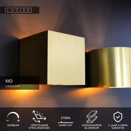 Lucide XIO - Applique murale - LED à intensité variable - G9 - 1x3,5 W 2700 K - Angle de faisceau réglable - Or mat / Laiton