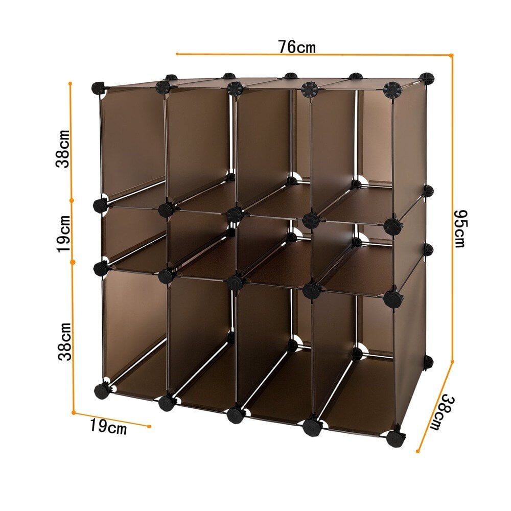 SoBuy Armoire à compartiments - 12 compartiments - 95 x 76 x 38 cm - Plastique - Gris