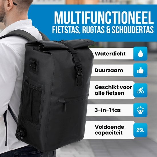 Avalo Bicycle Bag - Sac à dos/Sac à bandoulière/Sac à vélo - 25L - Imperméable - Noir