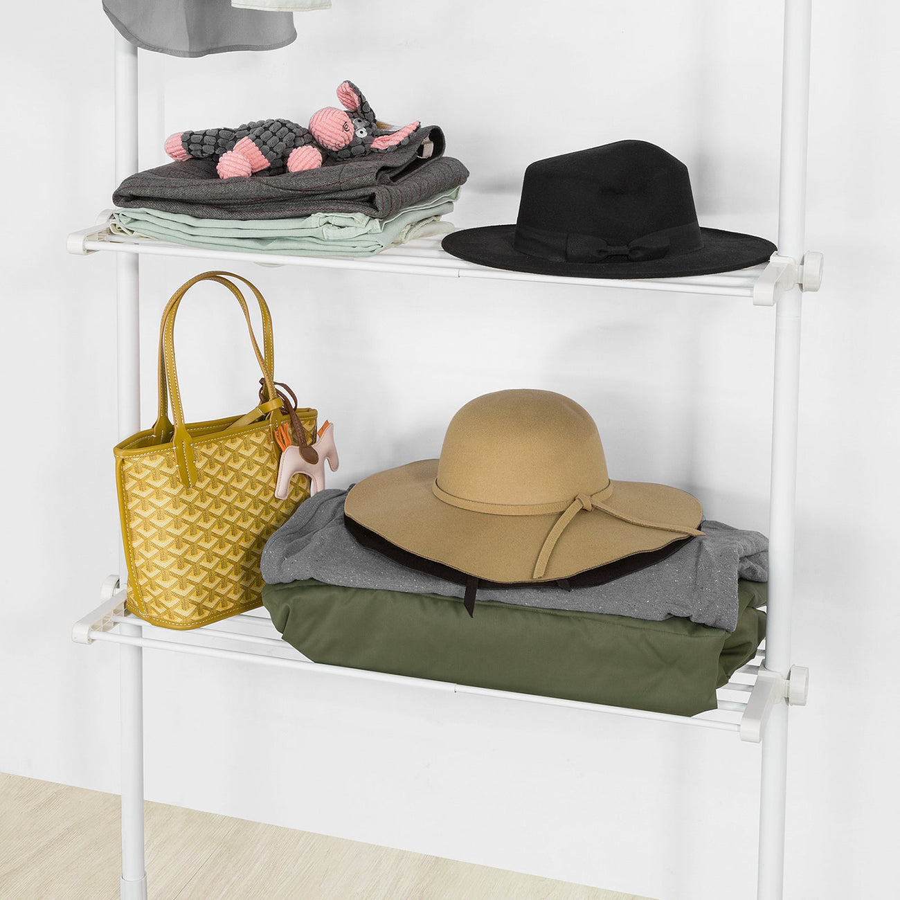 SoBuy Porte-vêtements - avec étagères de rangement - 80 x 27 x 300 cm - Blanc