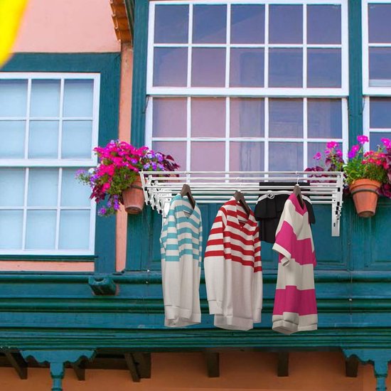 Coast Séchoir mural - séchoir mural - coulissant en acier inoxydable avec 8 tiges - séchoir mural peu encombrant - capacité de charge 25 kg, pour buanderie - salle de bains