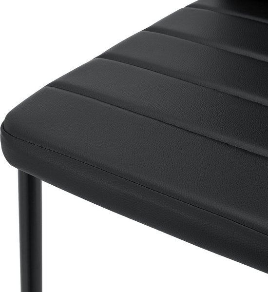 Chaise de salle à manger moderne Loja - 2 pièces - Noir - Cuir synthétique