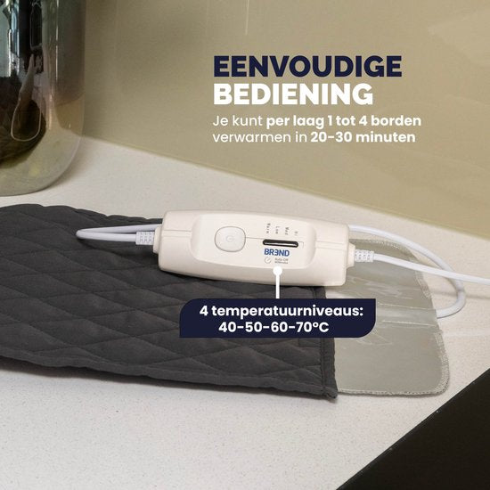 BREND BR-2209 Chauffe-assiettes électrique jusqu'à 12 assiettes - 4 niveaux de température jusqu'à 70°C - Couvercle lavable - Plaque chauffante - Anthracite