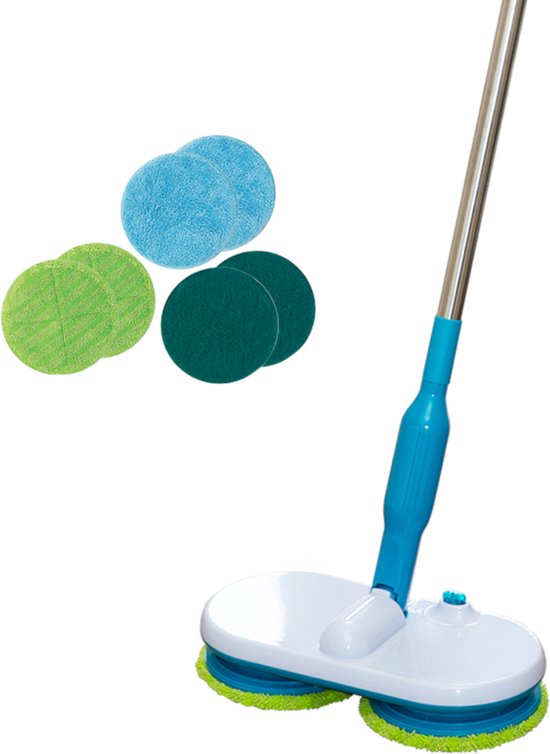 Mediashop Hurricane Floating Mop : balai à franges électrique - balai à franges rechargeable pour nettoyer, récurer et frotter les sols - avec 2 x 3 tampons en microfibre - Édition vente par correspondance