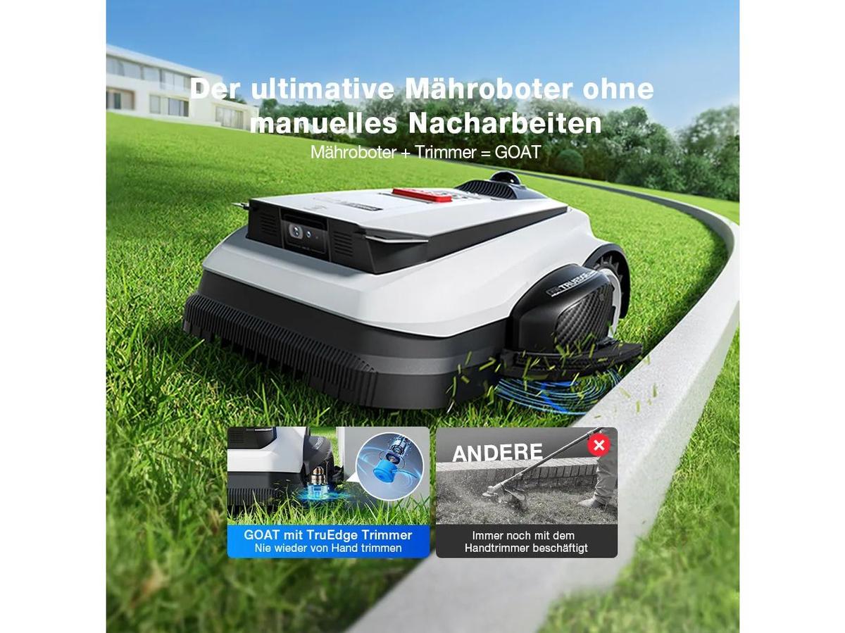 Tondeuse robot Ecovacs GOAT A1600 LiDAR PRO - Batterie et station de recharge incluses - Tond jusqu'à 1 600 m²