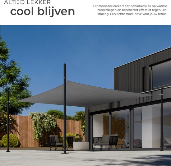 tectake® Toile d'ombrage rectangulaire Sunny - 4 x 6 m - Toile de protection solaire ultra-résistante en HDPE, 185 g/m² - Protection UV 50+ - Résistante aux intempéries et aux déchirures - Pare-soleil pour jardin, balcon, terrasse - Toile de protection so