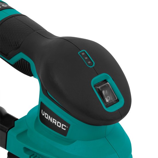 VONROC Ponceuse à batterie 12V - Batterie, câble usb-c et papier de verre inclus