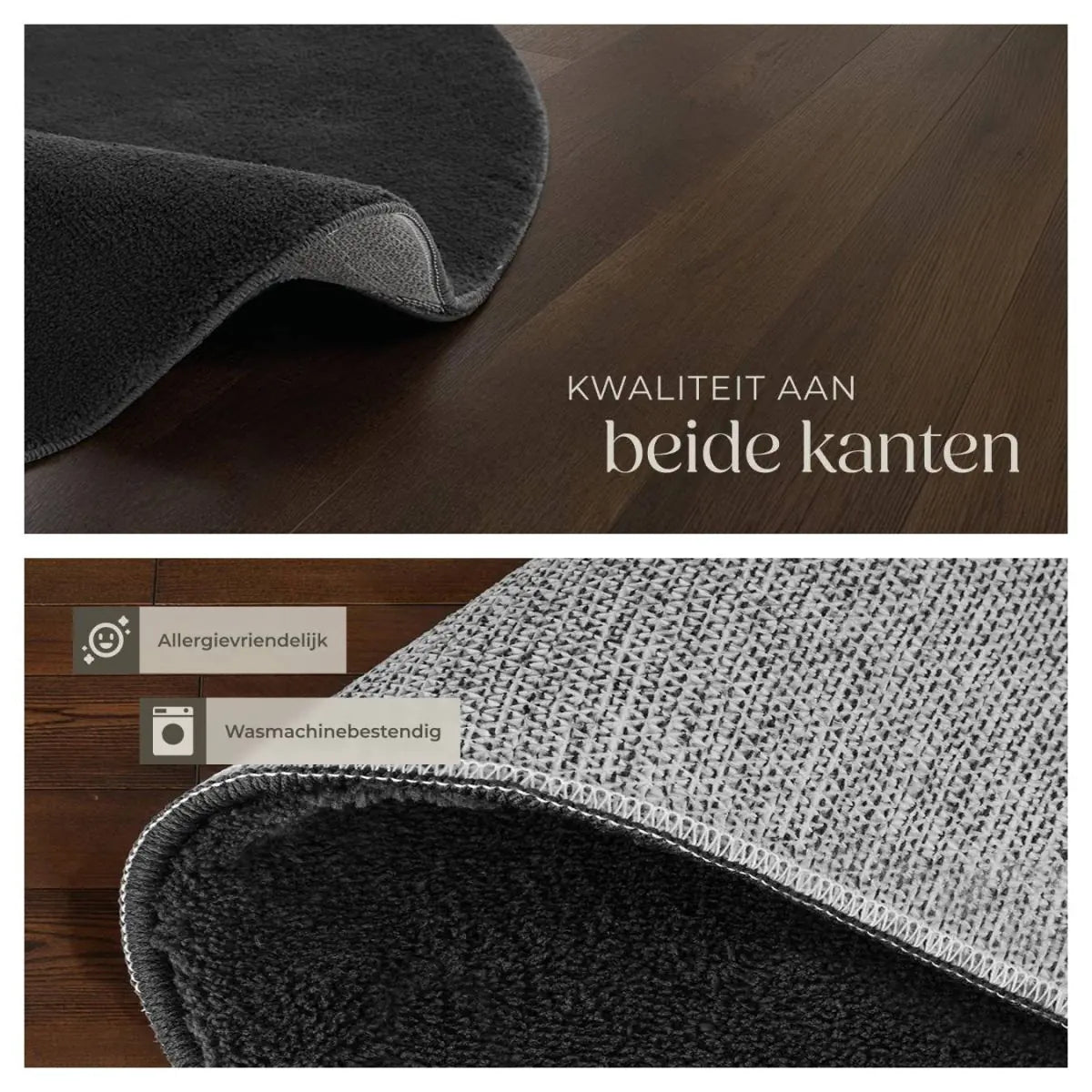 Tapis à poils courts Tectake Soft Zone - Ø 120 cm - Noir - Extra doux - Antidérapant - Lavable