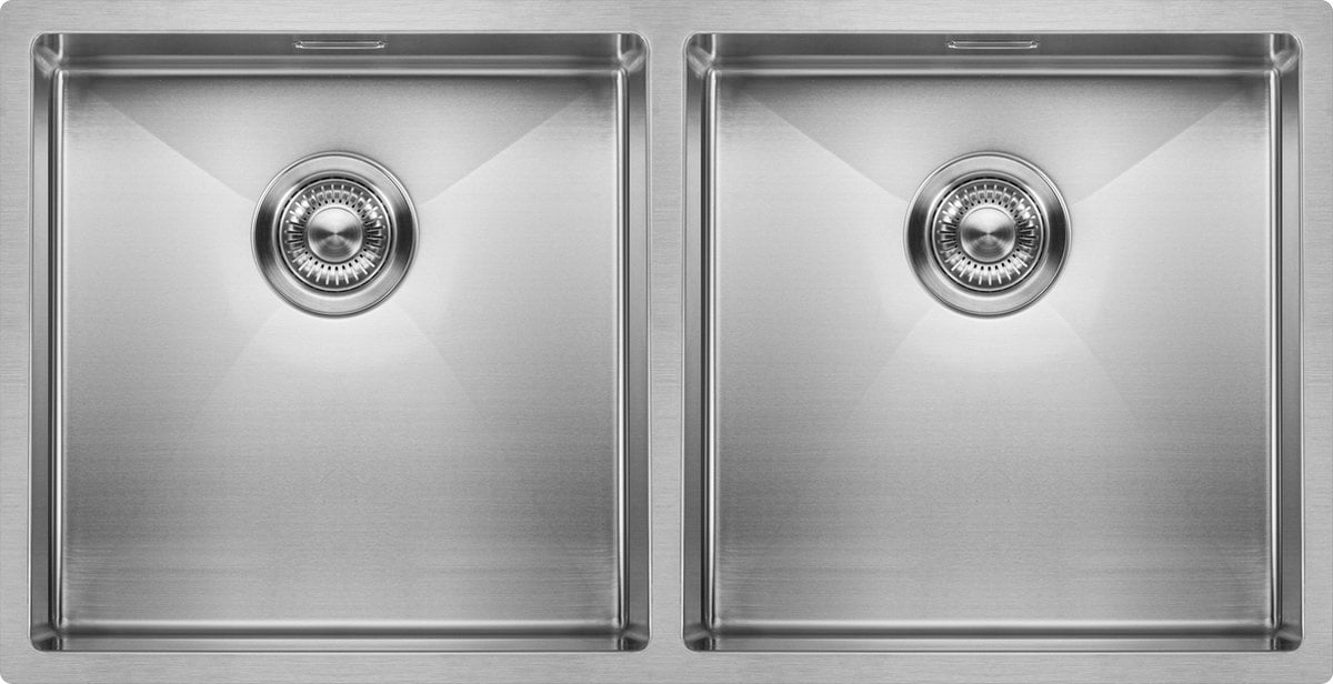 Mizzo Linea Dubbele Spoelbak 40-40X40CM - Wasbak Keuken - Onderbouw / Vlakbouw / Inbouw - RVS Gootsteen 1.2mm dik