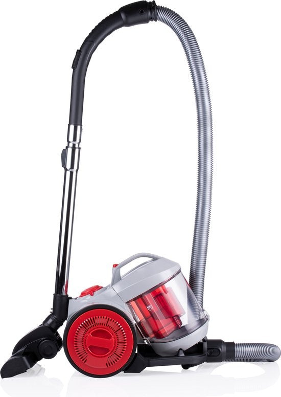Aspirateur sans sac Dirt Devil - V8221 - 800W - Filtre HEPA 12 - Portée de 7.5M - avec brosse combinée, Kierzuugmond et accessoire pour meubles - 4.3KG - Boîte de récupération de la poussière 2.2L - Gris/Rouge