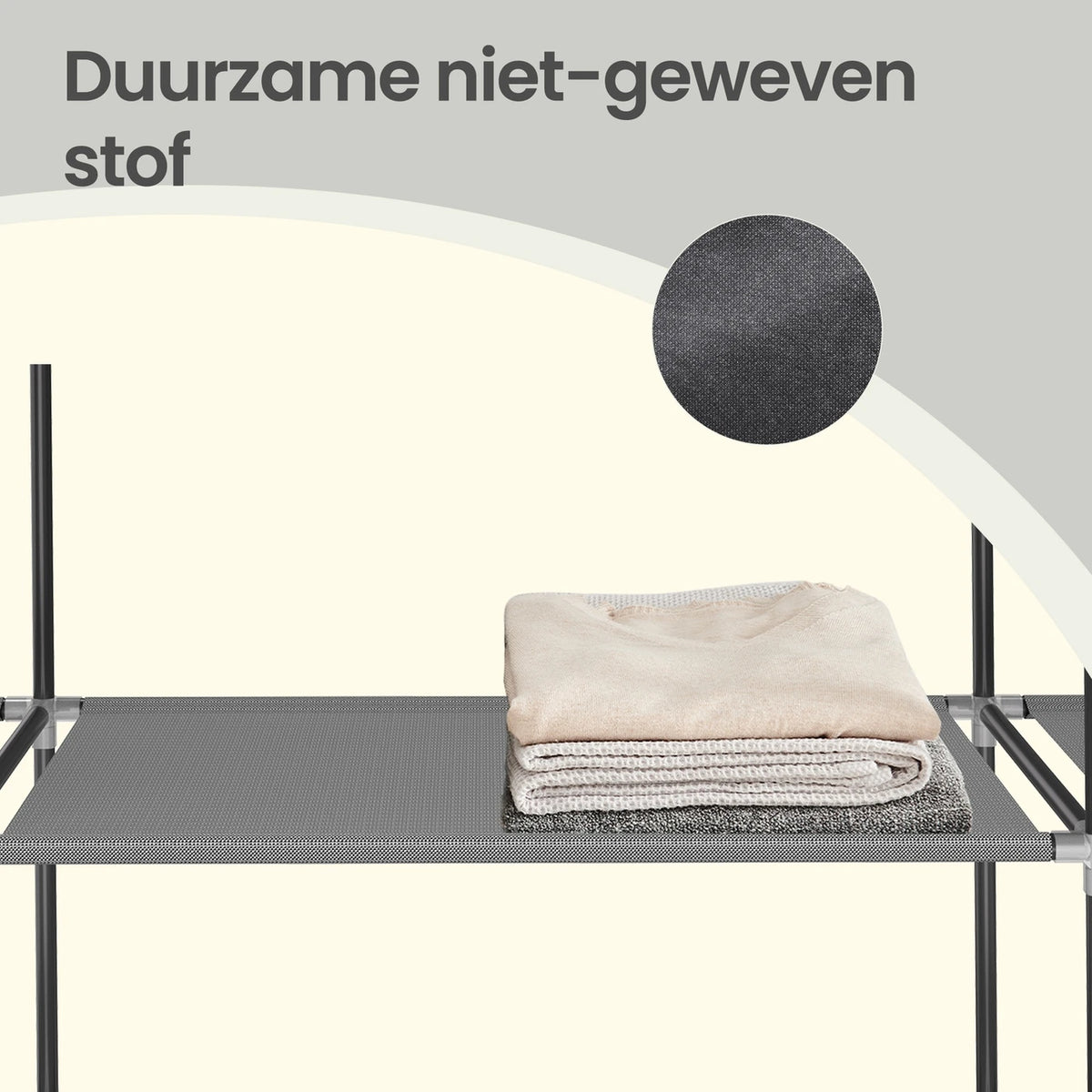 Armoire pliante en tissu Joyfurnos - Structure métallique - Gris