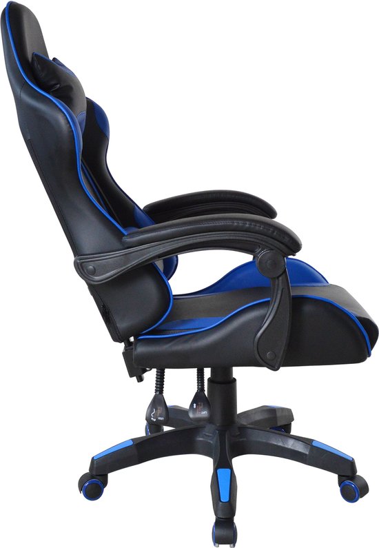 VDD Gaming - Fauteuil gaming - Fauteuil de jeu - Fauteuil gaming noir - Fauteuil gaming bleu - Fauteuil de bureau - Fauteuil de travail - Réglable - Ergonomique - Poids max. 120 kg