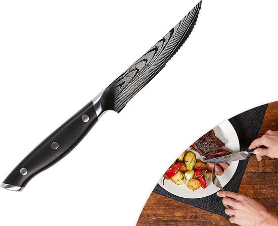 Ensemble de couteaux à steak Trusted Butcher - ensemble de couteaux haut de gamme - couteaux ultra-tranchants de qualité boucherie - couteaux à viande parfaitement équilibrés pour une découpe aisée - ensemble de 4 pièces.