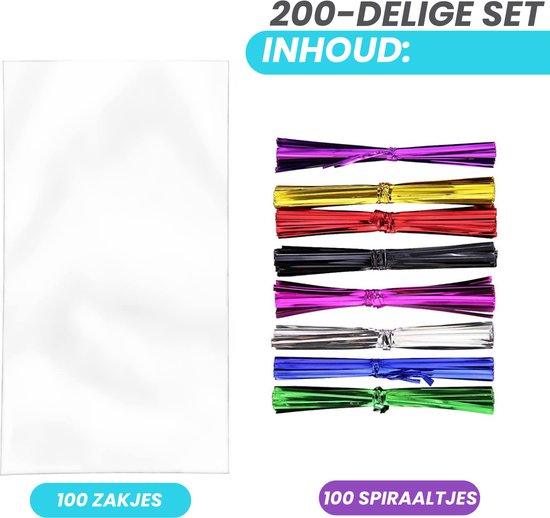 Feestio Party Bags Transparent - Treat Bags children's party - Cellophane bags - Candy bags - gift bags