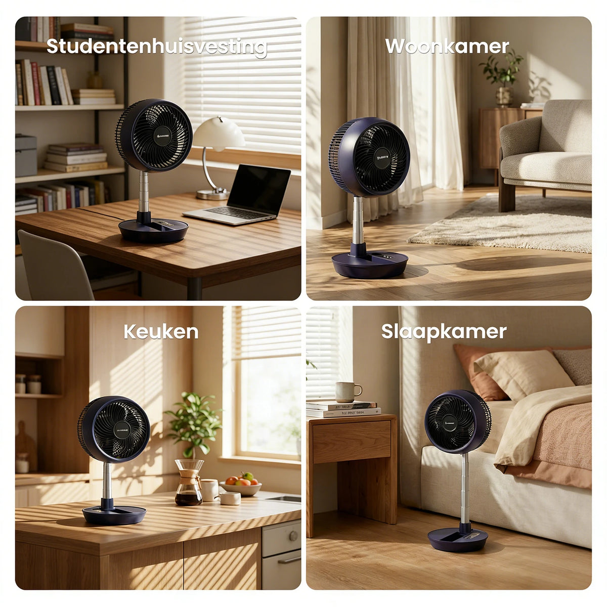 Ventilateur à circulation d'air pliable Airmate - Silencieux (32 dB) - Moteur à courant continu - Télécommande - 280 x 280 x 215 mm