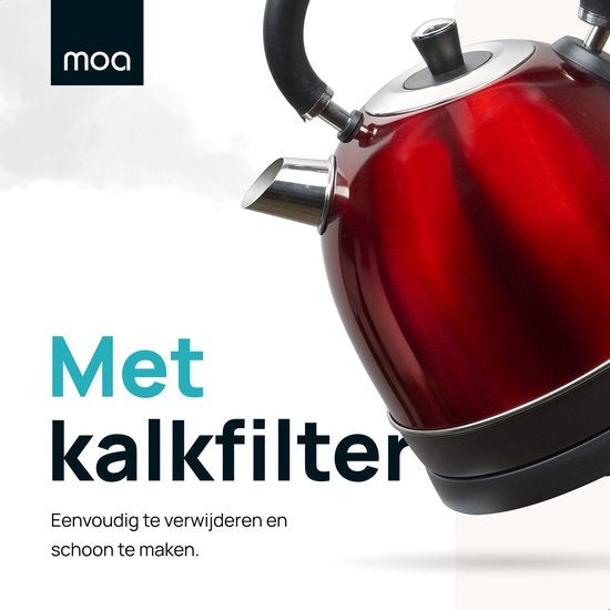 MOA Retro Kettle Red 1.8 litres - Électrique - acier inoxydable - EK3TR