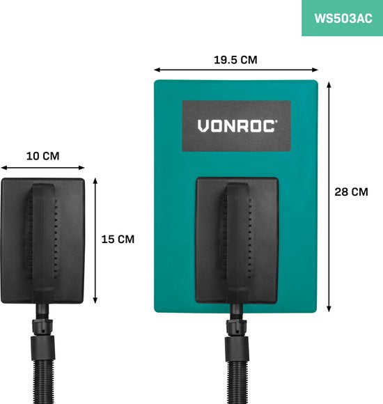 VONROC Défroisseur à papier peint - 2300W - 4.5L - 4m de tuyau - Grattoir inclus - Avec grande et petite plaque à vapeur