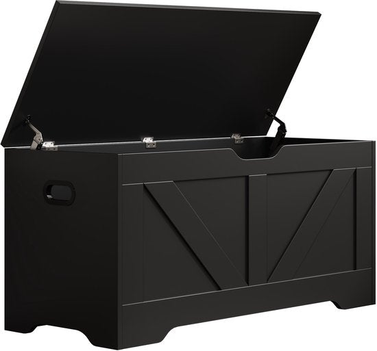 DMV - Boîte de rangement - Boîte de rangement en bois - Boîte de rangement - Boîte à jouets - Boîte à couvertures - Boîte de rangement d'intérieur - noir - grand - 100 x 40 x 46 cm