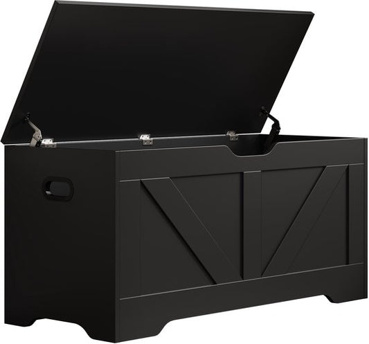 DMV - Boîte de rangement - Boîte de rangement en bois - Boîte de rangement - Boîte à jouets - Boîte à couvertures - Boîte de rangement d'intérieur - noir - grand - 100 x 40 x 46 cm