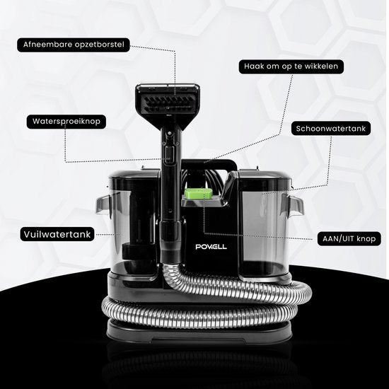Powell Carpet Cleaner - Stain Cleaner - Sofa Cleaner - Carpet Vacuum Cleaner - Cleaning Machine - Carpet Cleaner - Black