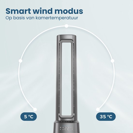 Ventilateur colonne sans pales Auronic avec purificateur d'air – Filtre HEPA H13 – 10 vitesses – Gris