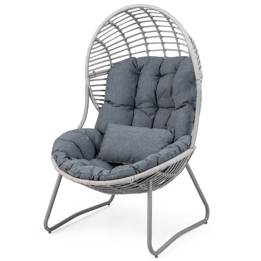 Fauteuil Coast en rotin - design en forme d'œuf - coussins amovibles - gris