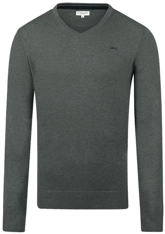 Pull McGregor en laine mérinos, col en V, vert sauge - Taille S - Homme - Pulls