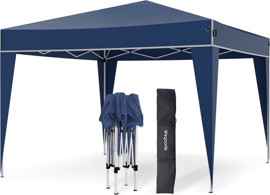 LifeGoods Party Tent Plus - Tente pliante - 3x3 m - Montage facile - Armature renforcée - Imperméable - Sac de transport - Bleu