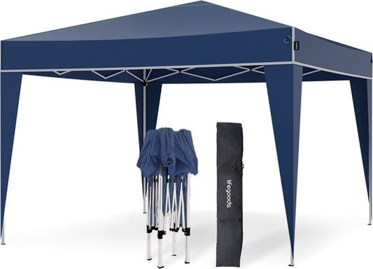 LifeGoods Party Tent Plus - Tente pliante - 3x3 m - Montage facile - Armature renforcée - Imperméable - Sac de transport - Bleu