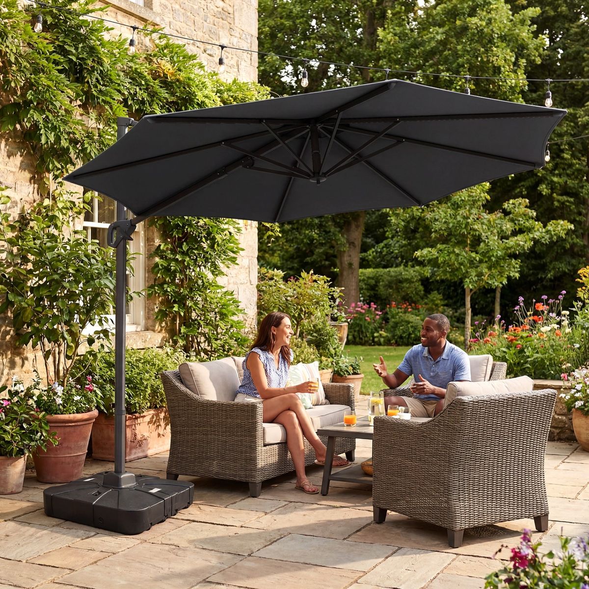Parasol Coast avec pédale - pivotant à 360° - inclinable sur 6 positions - gris, Ø 300 cm