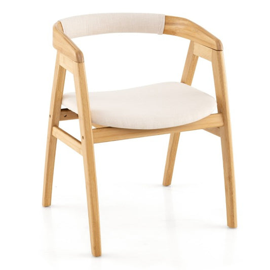 Chaise de salle à manger Coast en bambou avec dossier incurvé et coussin d'assise rembourré – Modèle JV12861NA