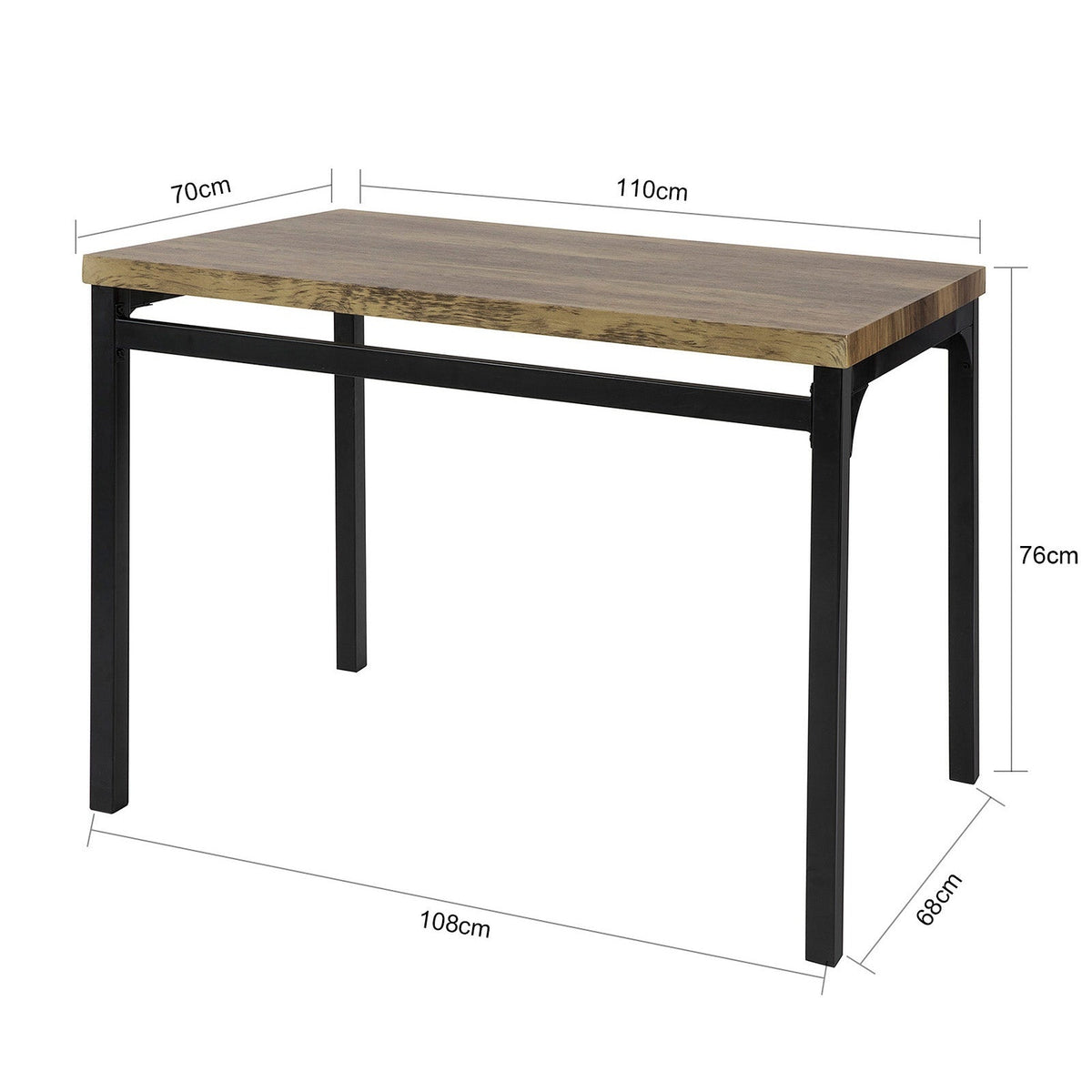 SoBuy Table de salle à manger - Industrielle - Max. 75 kg - 110 x 70 x 76 cm