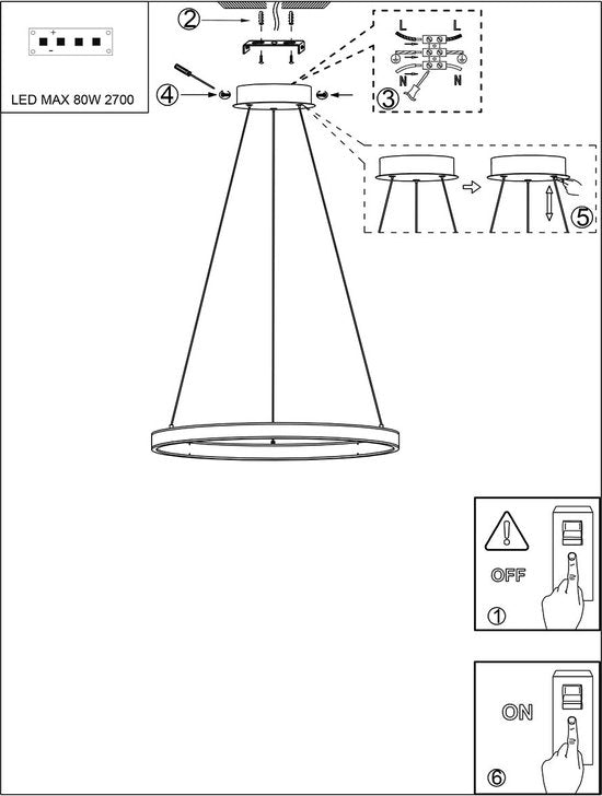 Steinhauer - lampe suspendue - Ringlux - noir - métal - Ø 100cm - LED - 3676ZW