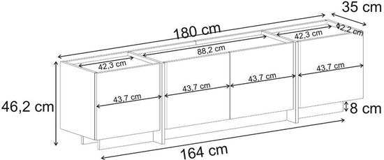 CALICOSY - Meuble TV 2 portes L 180 cm - ARVEN