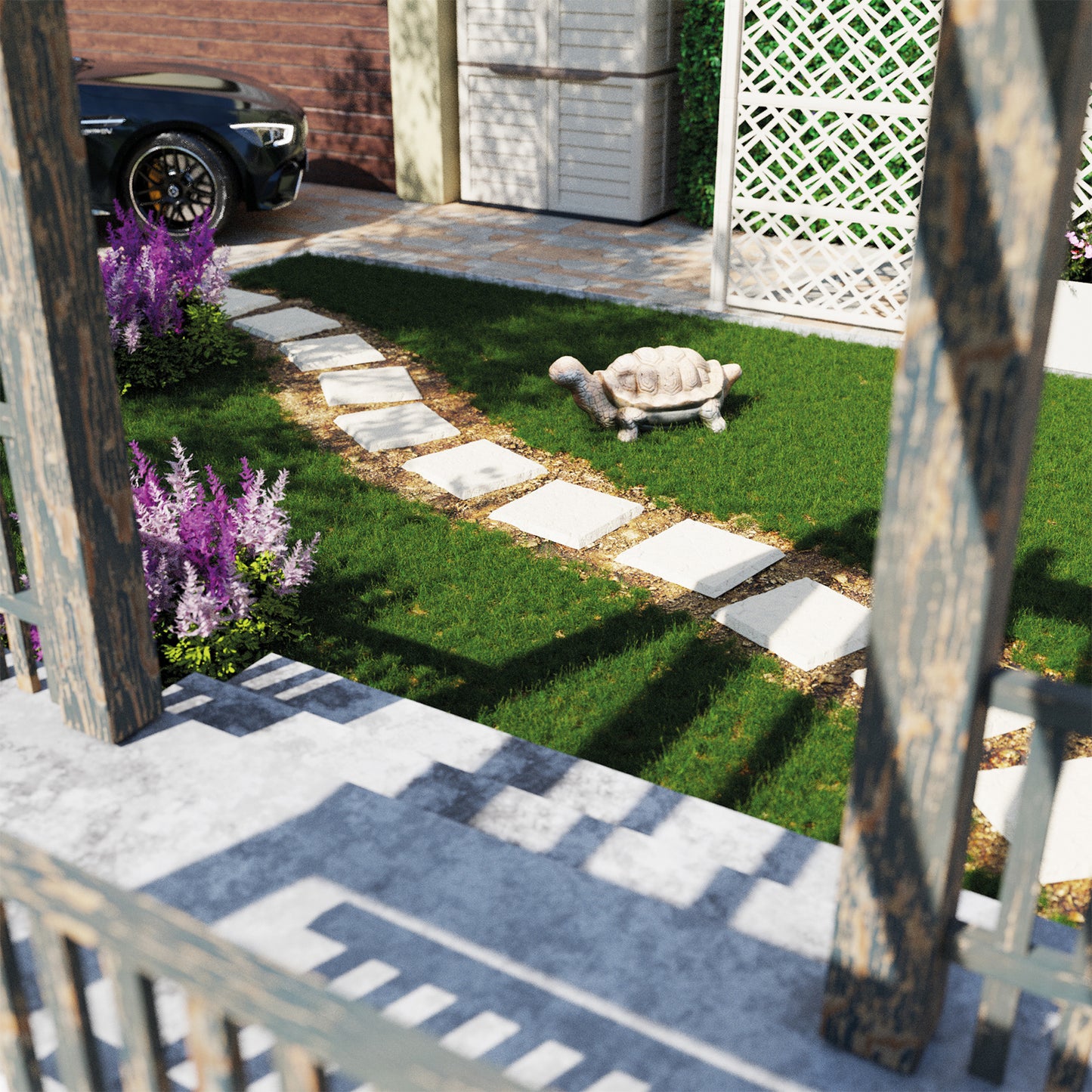 Coast Set Of 8 Garden Tiles - Résistant aux intempéries - Plastique - 39.5 x 39.5 cm - Beige