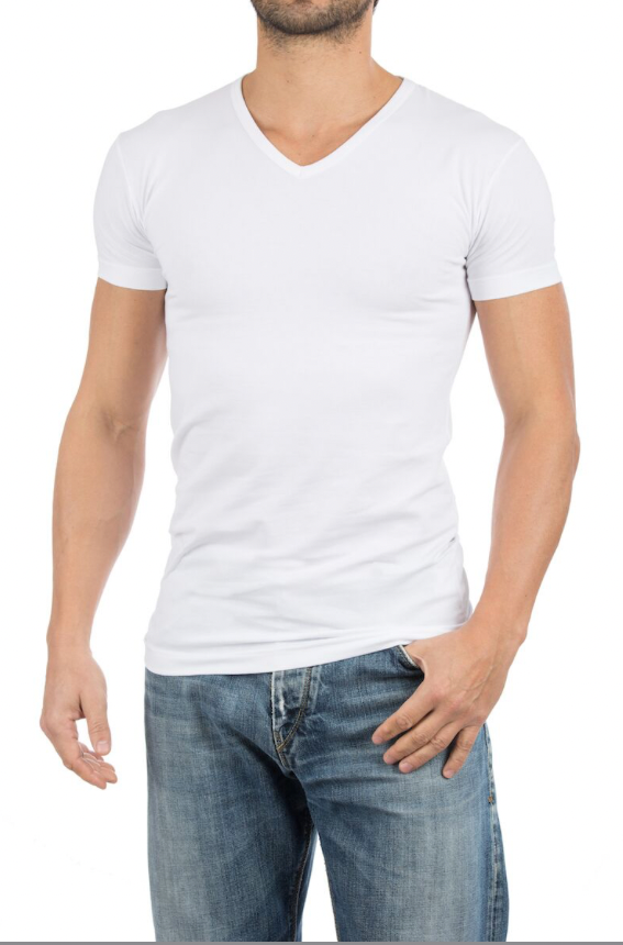 Alan Red - S - T-shirts Oklahoma - pack de 4 - col en V stretch - blanc