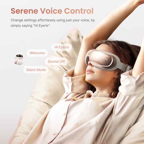 Appareil de massage pour les yeux RENPHO Eyeris 3 - Pour le contour des yeux et les tempes - Fonction chaleur et option rafraîchissante - Avec commande vocale et Bluetooth - Différentes intensités - Or rose