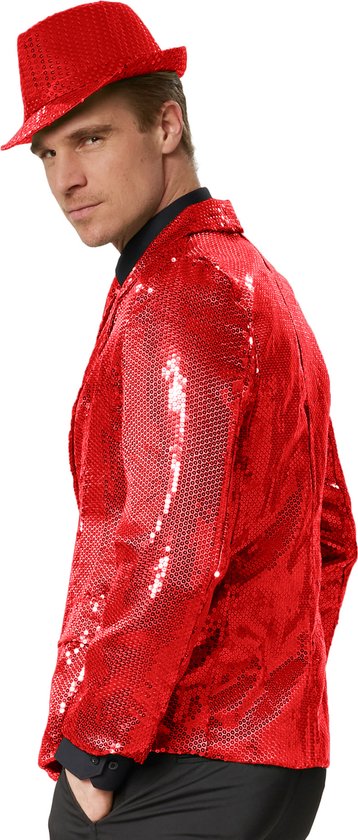 dressforfun - Veste à paillettes pour homme, rouge, taille L - déguisements, costumes, Halloween, tenues de fête, tenues de carnaval, vêtements de carnaval, tenues de soirée - 303948