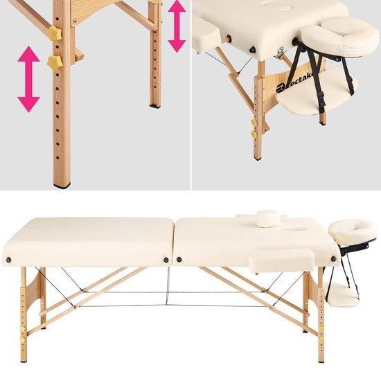 tectake® - Table de massage Table de traitement - matelas de 7,5 cm de haut + coussins roulants et sac de transport - divan de traitement - sac de rangement inclus - pliable