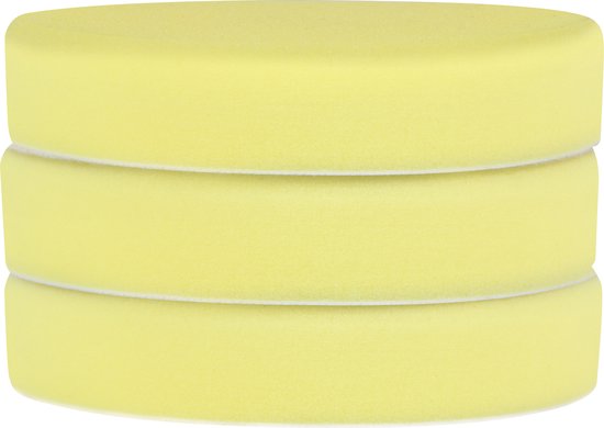 VONROC Disques de polissage/Pads de polissage en mousse pour polisseuses - 125mm, 3 pièces - Jaune