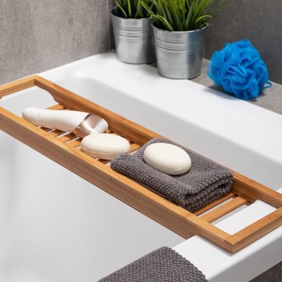 Excellent Houseware : étagère de salle de bain en bambou - 64 x 15 cm - pour ranger des objets - étagère de salle de bain - marron