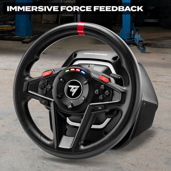 Thrustmaster T128-P - Volant et pédales de course - Force Feedback et palettes magnétiques - Pour PS5/PS4/PC - Compatible avec Forza Horizon 6 (PC)