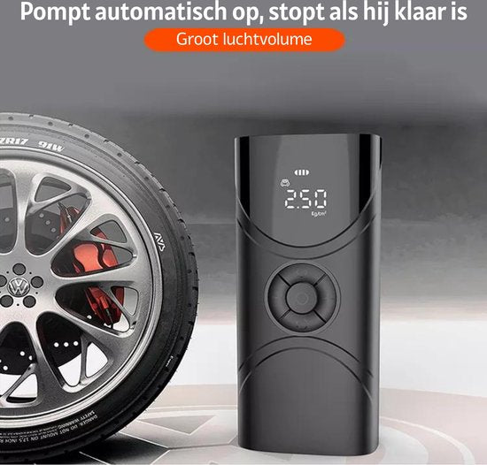 Compresseur d'air portable - pompe à vélo électrique - pompe à pneu pour voiture, moto, vélo, ballon, lit gonflable - Puissance : 6 000 mAh