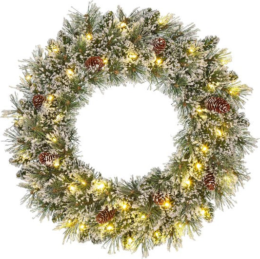 Black Box Trees Vandans Couronne de Noël avec lumières LED - Ø60 cm - Vert givré